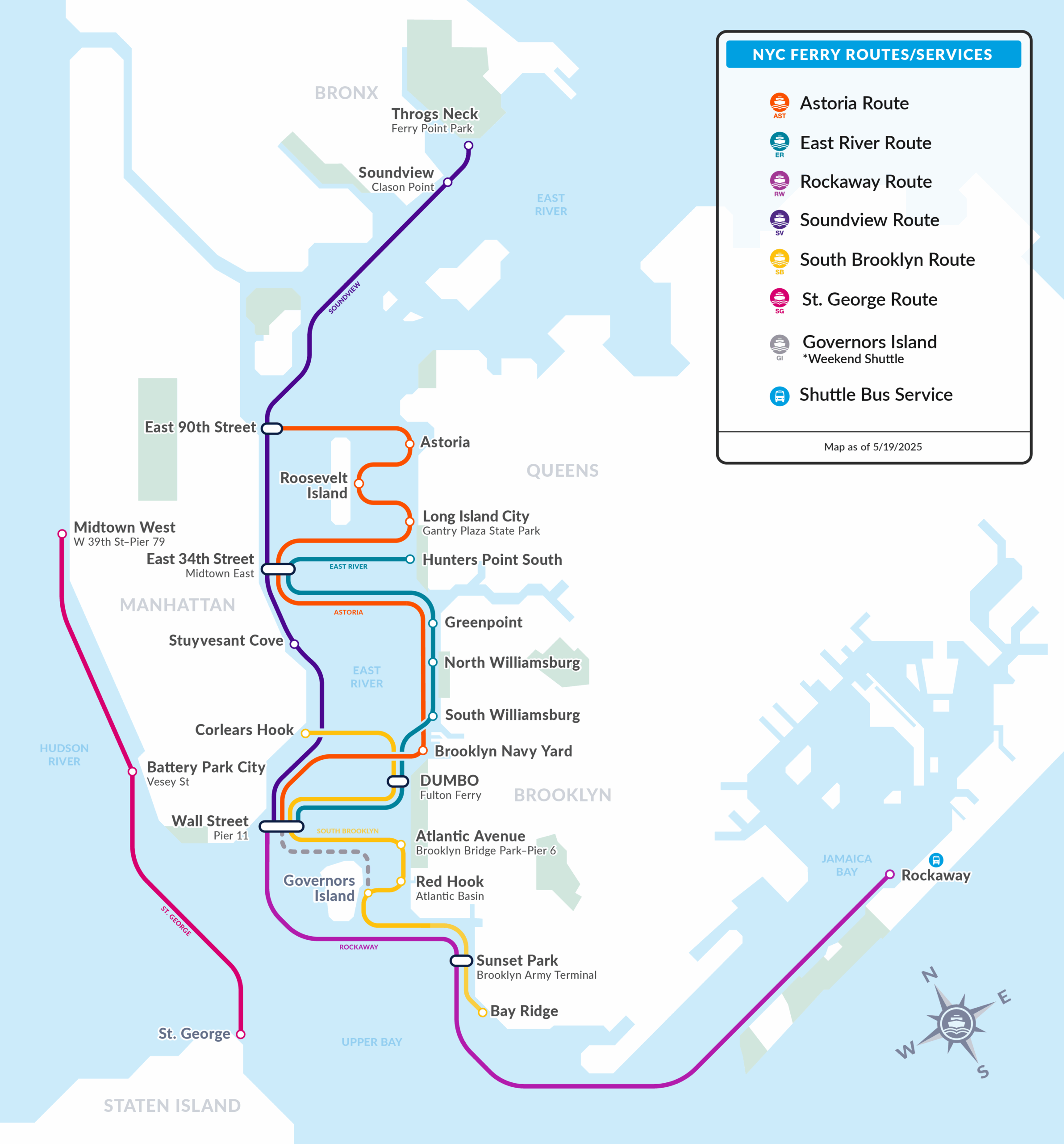 NYC Ferry System-Map 5-19-2025